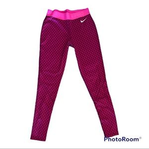 Nike Pro Women’s Polka Dot Pink/Magenta Leggings Size Medium EUC